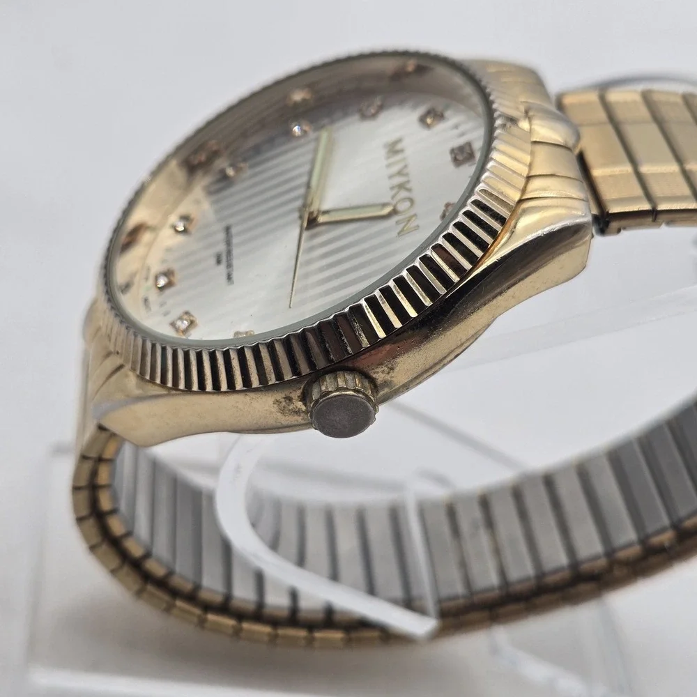 MIYKON Gold Watch Crystal Hour Markers, Gold Stretch Band (30M WR)